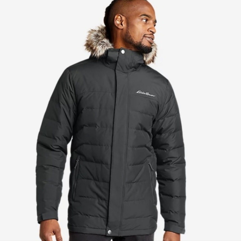 New Eddi Bauer Mens Boundary Pass Down Parka‎ 650 Fill Puffer Size L